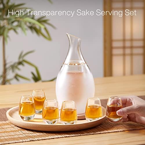 ZENS sake set naočare, 8.5 unca sake carafe šolje sa 6 Saki Set za toplije ili hladno Japansko vino sa kamenim podmetačima poklon