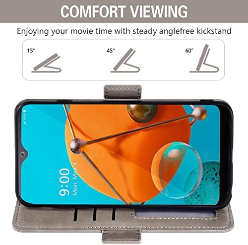 Asuwish kompatibilan sa LG K51 / Reflect LTE / Q51 futrolom za novčanik i kaljenim staklom zaštitnik ekrana kredit Flip stalak za