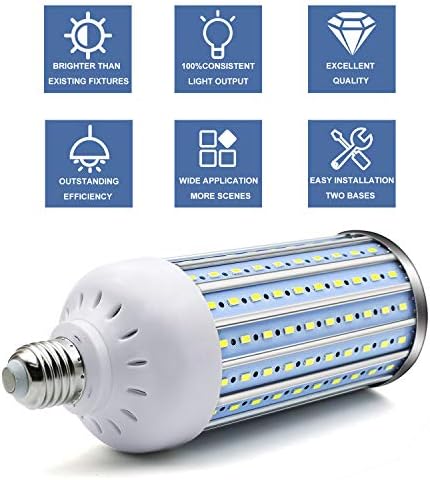 YGS-Tech Super svijetla 60W LED žarulja za kukuruz, E26 / E27 Srednja baza, 6500k dnevna svjetlost Bijela, za unutrašnju rasvetu velike