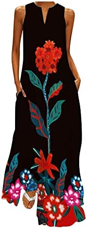 Uscharm Maxi haljine za žene 2023 elegantna Ležerna haljina za sunce s izrezom bez rukava dužina poda linija večernje haljine crvena