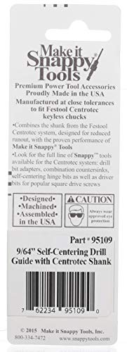 Snappy Alati 9/64 inčni samocentrirajući Bit za šarke, kompatibilan sa Festool Centrotec Chucks # 95109