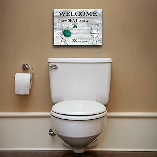 JUFENGART Zidna umjetnost za kupaonice Canvas Ispis plaketa Zidni zid Viseći dobrodošlicu Sign Molimo sjedite sebi kupatilo Zidni