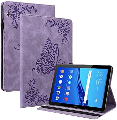 SLLMYYX futrola za MediaPad T5 10,1 inča, dijagonalno cvijeće od leptira Slim Folio postolje za tablet za poklopac Huawei MediaPad