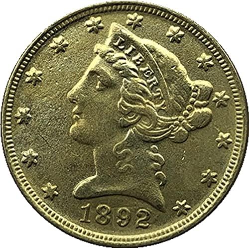 1892. američki liberty eagle novčić pozlaćena kriptovata Favorite kovanica Komemorativni kovanica Kolekcionarski kovanica Lucky Coin Atta Coin Crafts