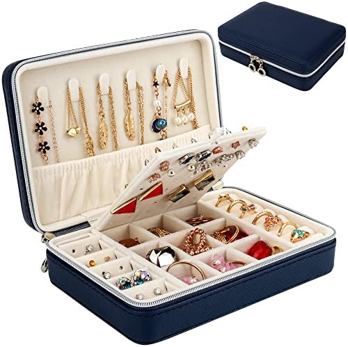 DesignSter mala kutija za nakit - putna torbica za nakit PU kožni Organizator nakita držač za čuvanje ogrlica naušnice prstenovi,