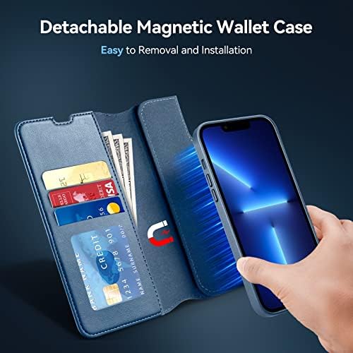 Voscu odvojiva torbica za novčanik za iPhone 13 Pro Max 6.7 kompatibilna sa MagSafe, podržava bežični punjač, veganska kožna Flip