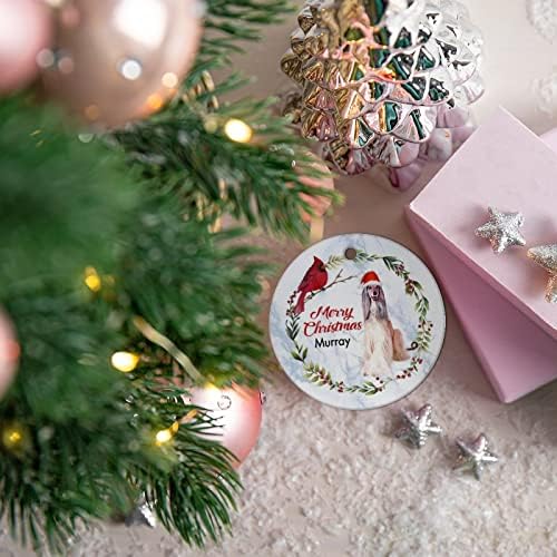 Sretan Božić engleski buldog vijenac personalizirano ime Božić keramički ukrasi Psi ljubitelji Božić Ornament 3 inčni Funny Božić