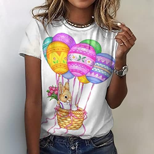 Slatki zečji grafički majica za žene modne ljetne casual crewneck kratki rukav Uskršne majice vrh