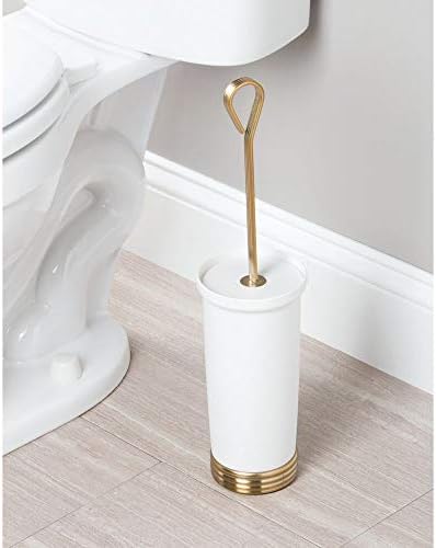 Mdesign Compact Samostojeća plastična četka za čišćenje i držač za kupatilo, ukrasna čelična drška i baza, ne-skid - čvrsta, duboko