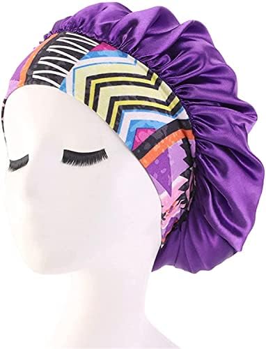 Satenska kosa za žene, elastična široka opsega kapa za spavanje Jednoslojni poklopac za pletenice za pletene kovrčava prirodne kose