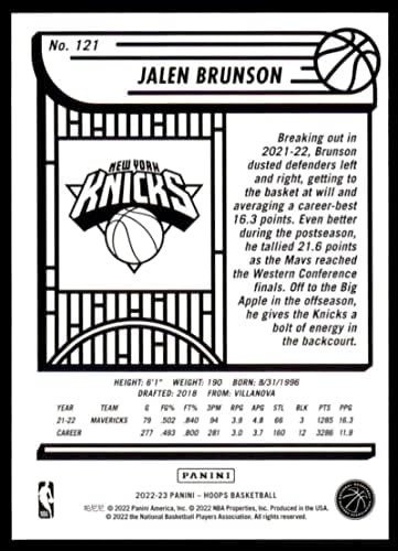 2022-23 Panini NBA Hoops 121 Jalen Brunson NM-MT New York Knicks košarkaška trgovačka karta NBA