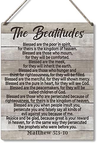 Inspirational Bible Poklon potpisuje Beabitudes Blassed su siromašni u duhu za njihove kraljevstvo nebesko drveno viseće znakovo vjerski