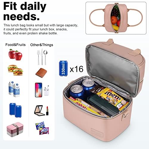 BALORAY torba za ručak za žene i muškarce, Dupla paluba kutija za ručak za odrasle, PU kožna torba za ručak izolovane torbe za ručak