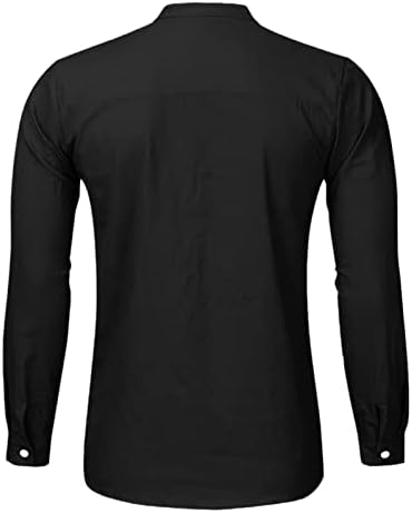 Beuu pamučna posteljina pamučna majica za muške, dugih rukava ovratnik na plaži grafički print Slim Fit mišićna majica