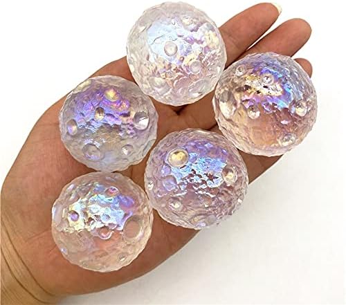 Qiaononi ZD1226 1pc Elektroplaćeni aura Natural Crystal Moon Ball sfere Šareno Rainbow Clear Creed Creurc Cleaning Stone Gremstone