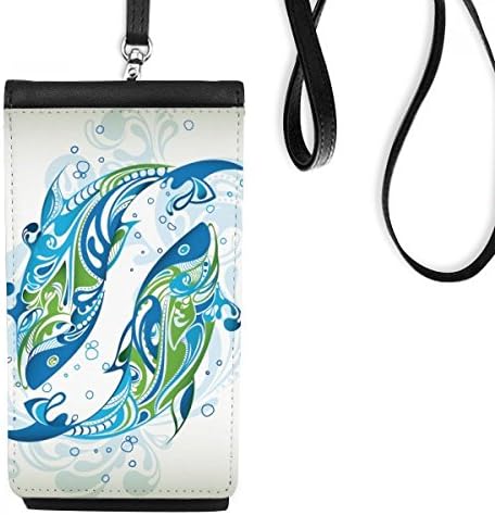 Riblji valovi morska životinja Art Deco poklon modni telefon novčanik torbica viseći mobilni torbica crni džep