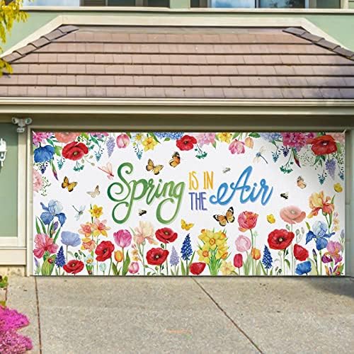 Croar Spring je u zraku cvijeće za garažna vrata Banner dekoracija 6x13 Ft, poklopac za vrata od narcisa od cvjetnog maka veliki zidni