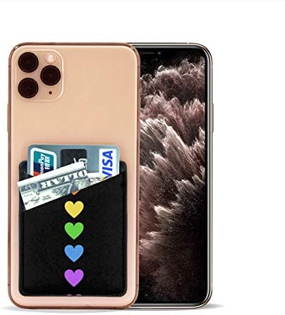 Rainbow Heart Crna 3M ljepila Stick-on ID kreditne kartice Novčanik Telefon Kućica torbica za rukave