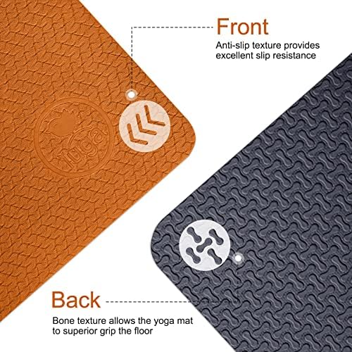 IUGA Yoga Mat neklizajuća teksturna površina Eco Friendly yoga mat sa trakom za nošenje, debela Vježba & podloga za vježbu za jogu,