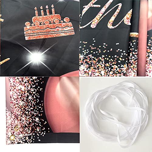 Happy 10st Birthday Backdrop Banner Black Pink 10th znak Poster 10 birthday party Supplies for Anniversary Photo Booth Photography