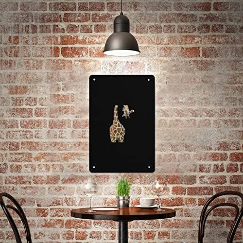 Smiješna žirafa vintage željezo kosilica Zidna umjetnička slika Dekor viseće metalne znakove ploče