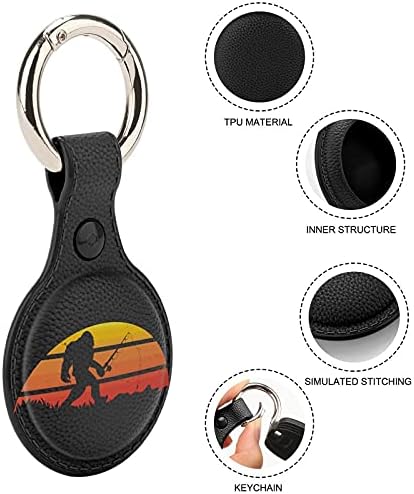 Retro Bigfoot Love fishing upgrade kožna torbica za AirTag Key Finder phone Finder zaštitni poklopac kože protiv ogrebotina sa privjeskom