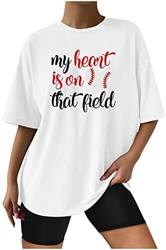 Žene Baseball mama majice Ljeto smiješno tiskano grafički grafički prevelici Tuntic Tuns Solid Colore Comfy bluza majica