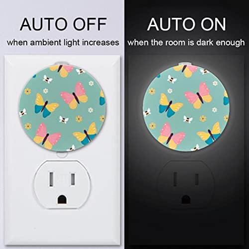 2 paket Plug-in Nightlight LED noćno svjetlo sa senzorom sumraka do zore za dječiju sobu, rasadnik, kuhinju, uzorak leptira u hodniku
