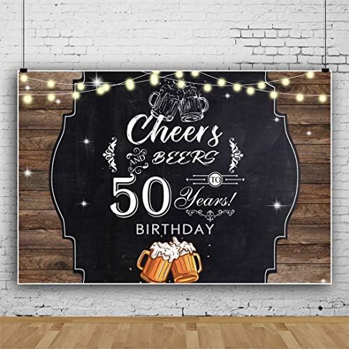 OERJU 8x6ft Happy 50th Birthday Backdrop drvena daska Cheers 50 Years Birthday Background for Photography 50th Birthday Party Decor