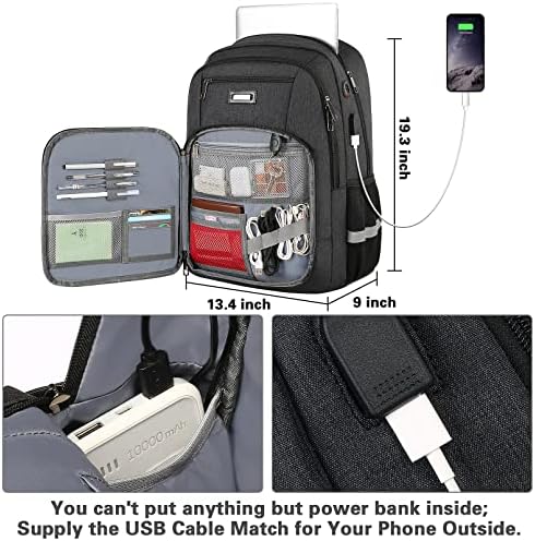 Putnički ruksak za laptop, 17 inčni ekstra veliki fakultetske knjige, RFID Anti Theft Slim Business Airplaneo odobrite ruksak prijenosnih