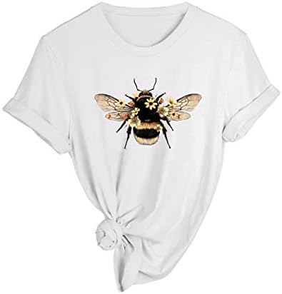 Dugi rukav za žene Tops Womens proljeće ljeto Pčele štampani kratki rukav O vrat T Shirt Top Shirts Comfy Women