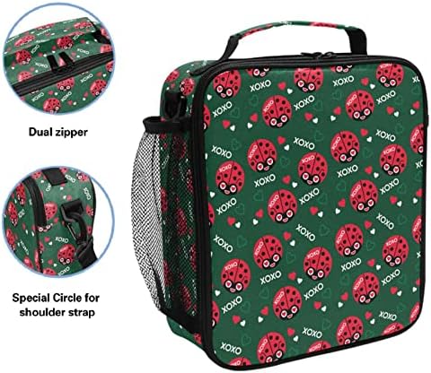ZZXXB Ladybug Love Heart izolovana torba za ručak kutija za višekratnu upotrebu termo Cooler torba Tote Vanjska putna torba za piknik