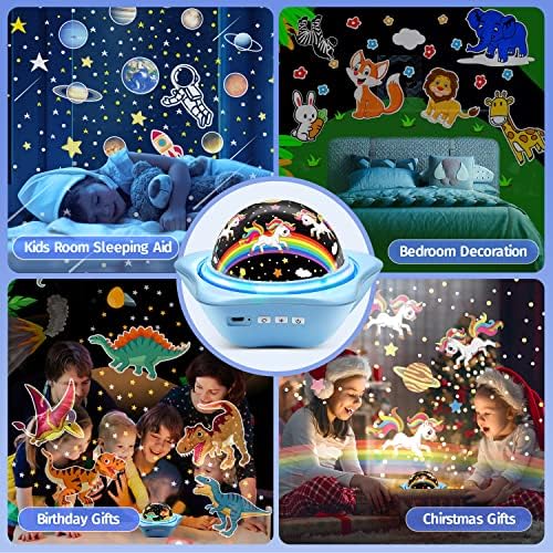 PIKOY Ocean Night Light projektor, nadogradnja 6 filmova Star projektor noćno svjetlo za djecu, 96 rasvjeta 360° Ration Baby Night
