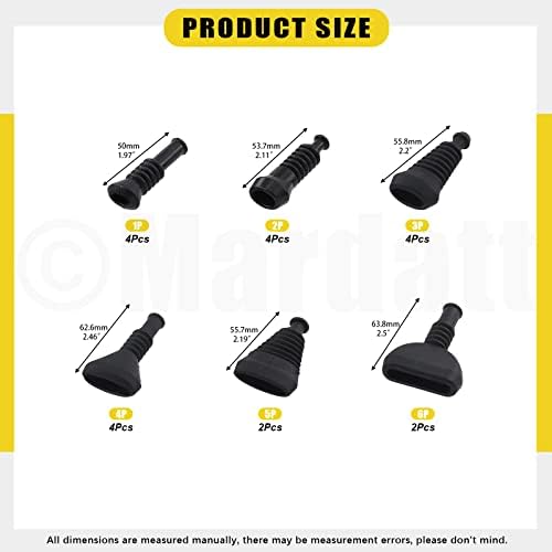 MARDATT 20PCS gumeni vatrozid čizme Grumket Asortiment Kit, 6 stilova Universal Firewall Gromet Kit Žica zaštita za čišćenje Brze i jednostavne Grompatice Žičani paketi za kablove za automobile