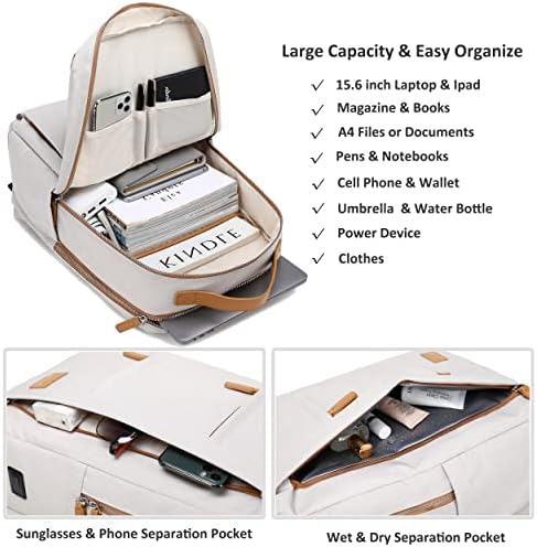Pametni ruksaci za laptop 15,6 inča za žene Muškarci Business Travel Weekender Nose na ruksaku s USB punjenjem porta i mokrim džepom