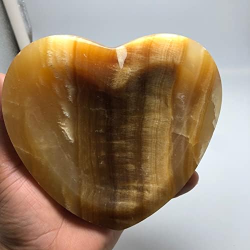 XuQuli 720g prirodna žuta zdjelica u obliku srca u obliku srca, izvrsno isklesana ljekovita kamenje