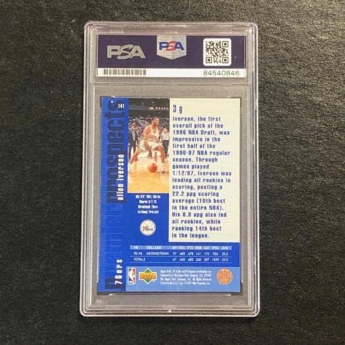 1996 SP Premijer izgledi 141 Allen Iverson potpisana kartica Auto PSA ploča 76ers - košarkaške ploče Rookie kartice