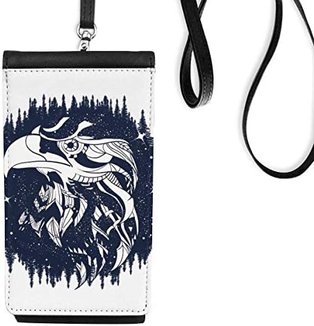 Eagle Forest Stars Art uzorak Telefon novčanik torbica Viseći mobilni torbica Crni džep