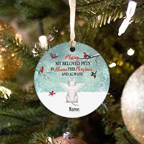 Spomen Pet tema ukras za božićnu jelku, Miss moj voljeni ljubimac na nebu prilagođeno ime psa keramički Ornament, zimski Ornament,