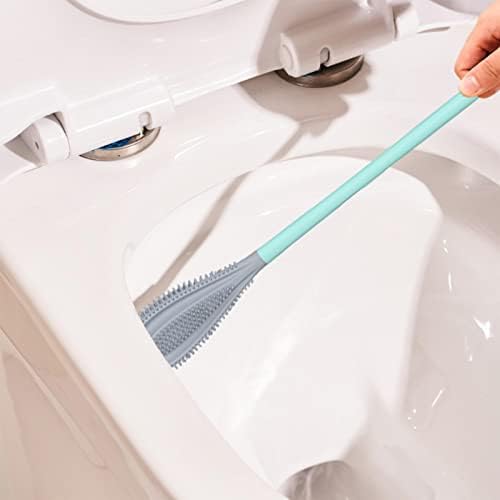 Set toaletnog četkica i držača, silikonska toaletna četkica | Samoprocjena i zatvaranje četkica za čišćenje silikona | Zidna montaža