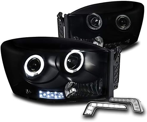 ZMAUTOPARTS za 2006-2008 Dodge Ram 1500 Halo LED Crni / dimni projektor farovi sa 6,25 bijelim LED DRL
