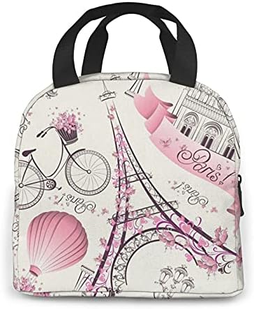 Ttlivevip Pink Paris torbe za ručak za žene, Dječija izolovana kutija za ručak za višekratnu upotrebu mala hladnjača za školski piknik