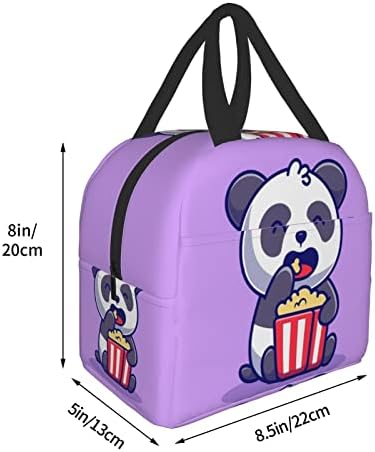 Raone slatka Panda jede kokice crtane torbe za ručak za žene prenosiva izolovana kutija za ručak Cooler torba Tote Bento torbica za